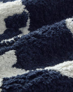 Fishbone Cotton Bath Mat 50x80 cm Navy Blue - White (view 2)