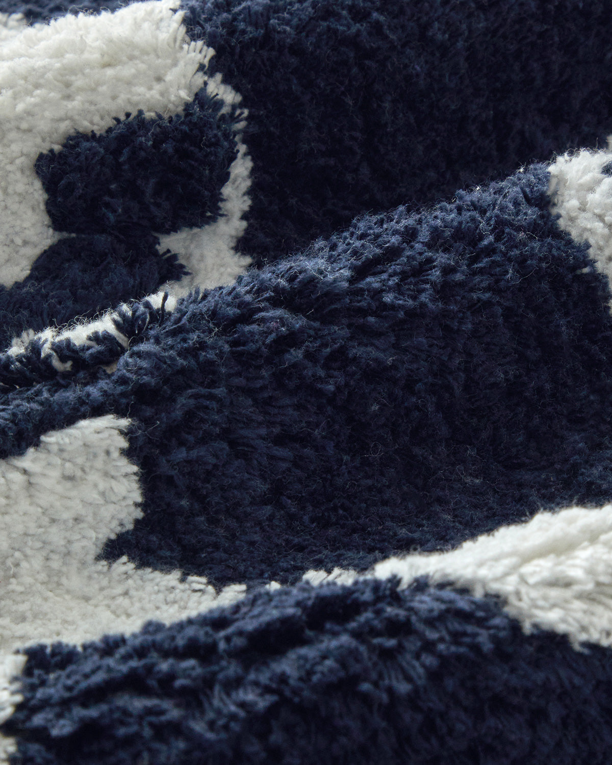 Fishbone Cotton Bath Mat 50x80 cm Navy Blue - White (view 2)