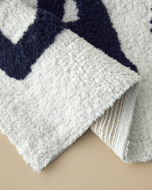 Bath Bliss Cotton Bath Mat 50x80 cm Navy Blue - White