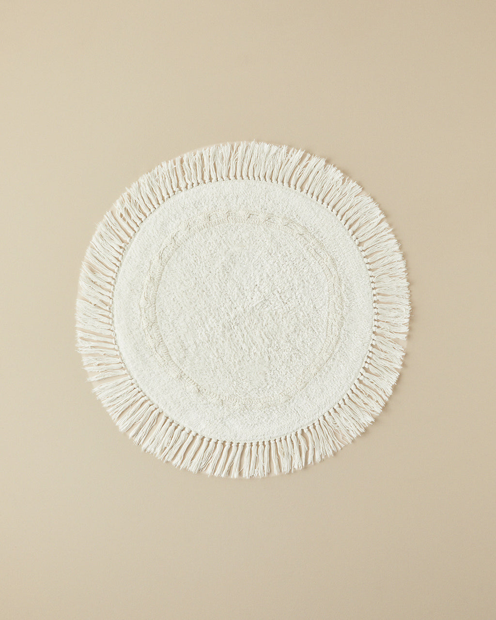 Falbelo Cotton Fringed Bath Mat 90x90 cm - Ecru