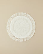 Falbelo Cotton Fringed Bath Mat 90x90 cm - Ecru
