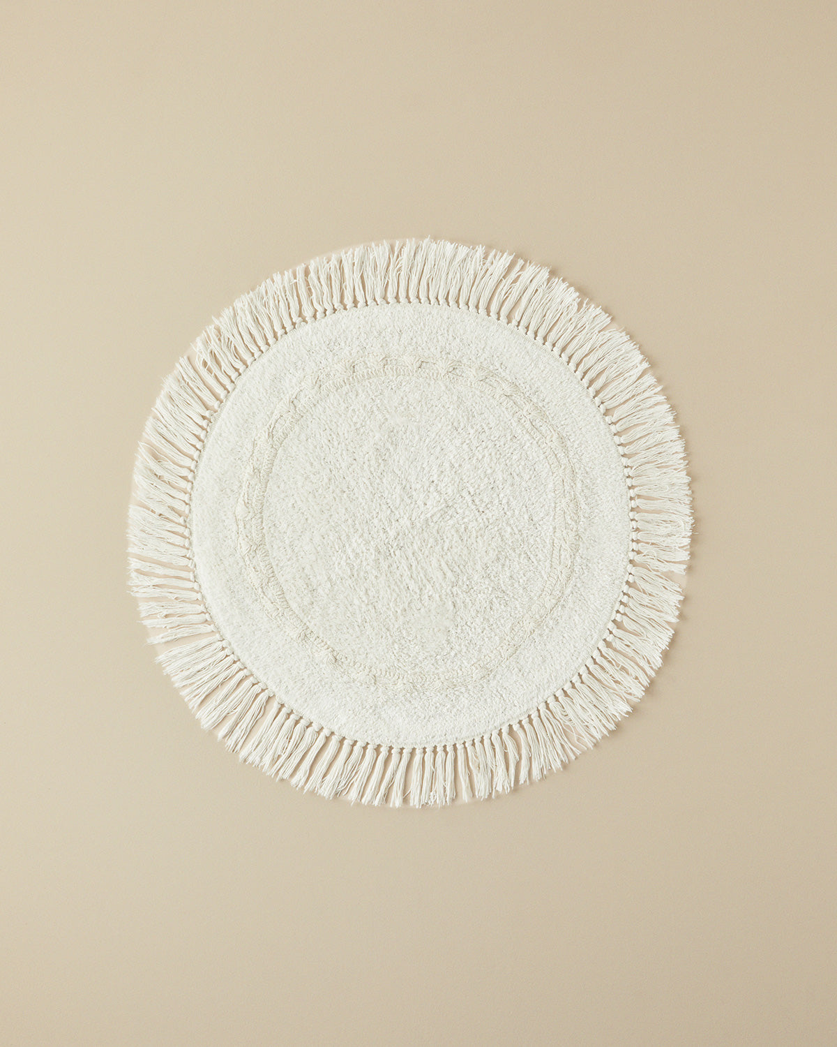 Falbelo Cotton Fringed Bath Mat 90x90 cm - Ecru