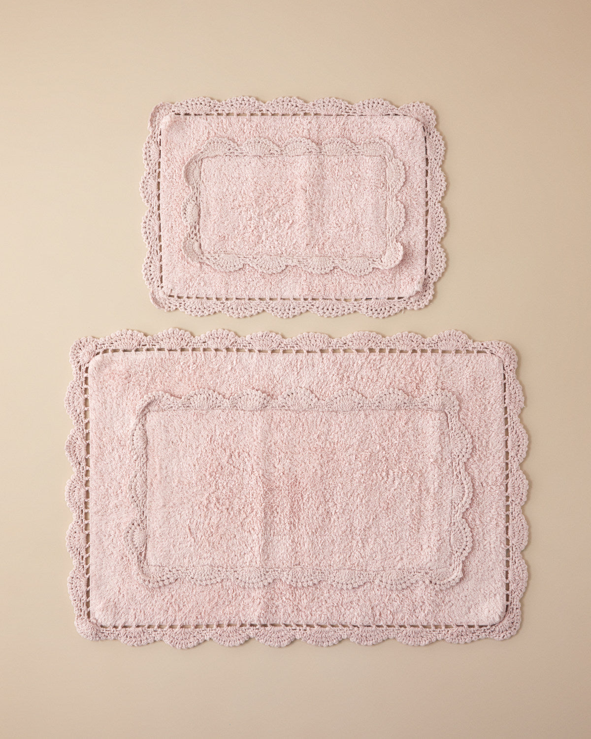 Romantic Cotton Bath Mat Set 60x90 + 40x60 cm Pink
