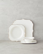 Napoli Bone Porcelain Table Set 27 Pieces, 6 Servings - Gold