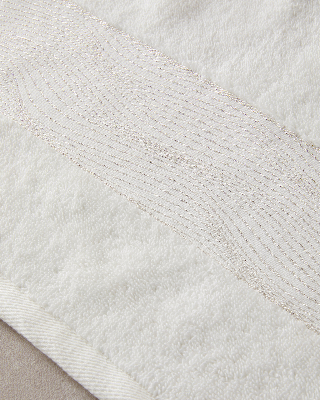 Glitter Wave Cotton Glitter Face Towel Set 30x45+50x80 cm Ecru (view 4)