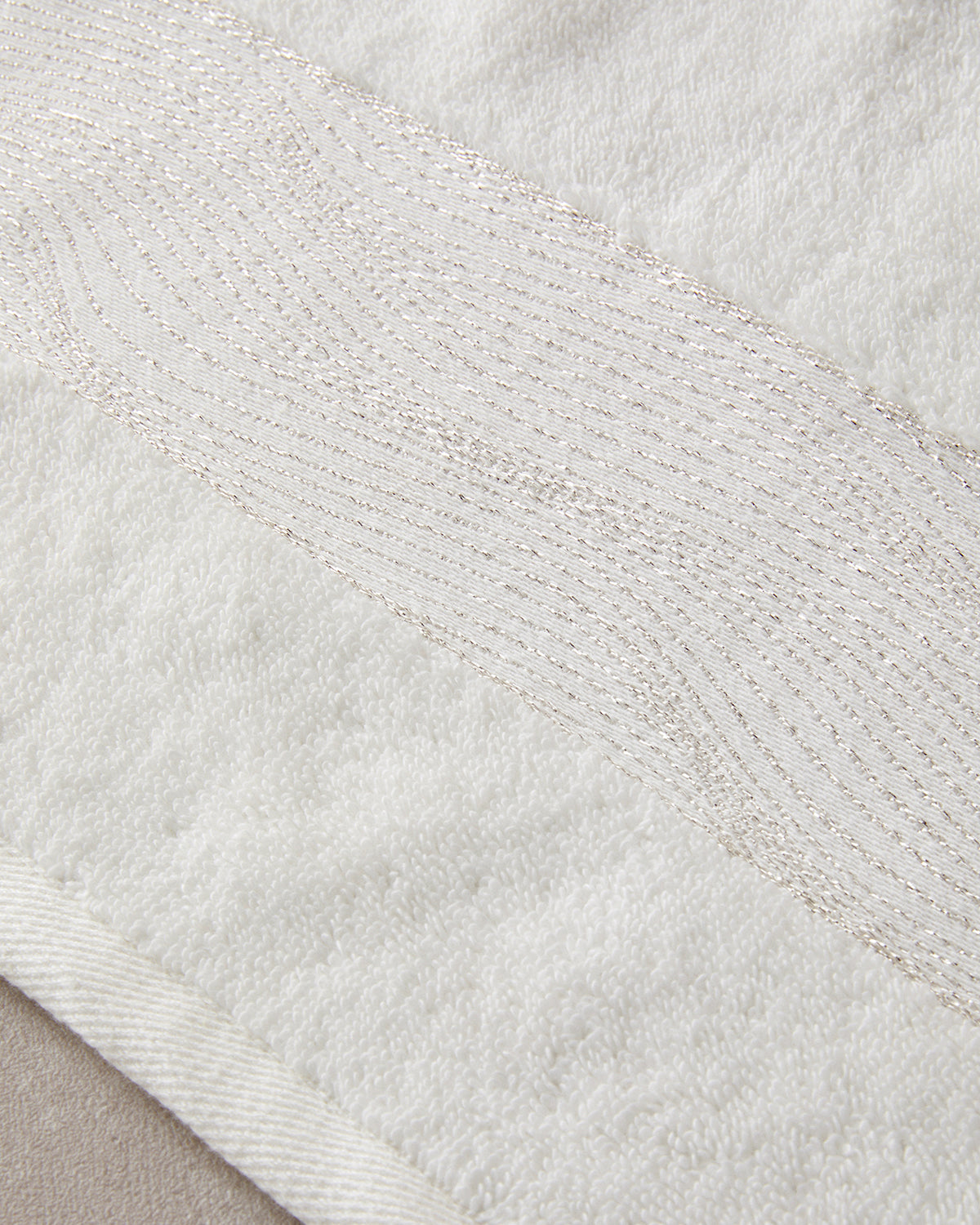 Glitter Wave Cotton Glitter Face Towel Set 30x45+50x80 cm Ecru (view 4)