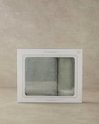 Shiny Stripe Cotton Glitter Face Towel Set 30x45+50x80 cm Sea Green (view 3)