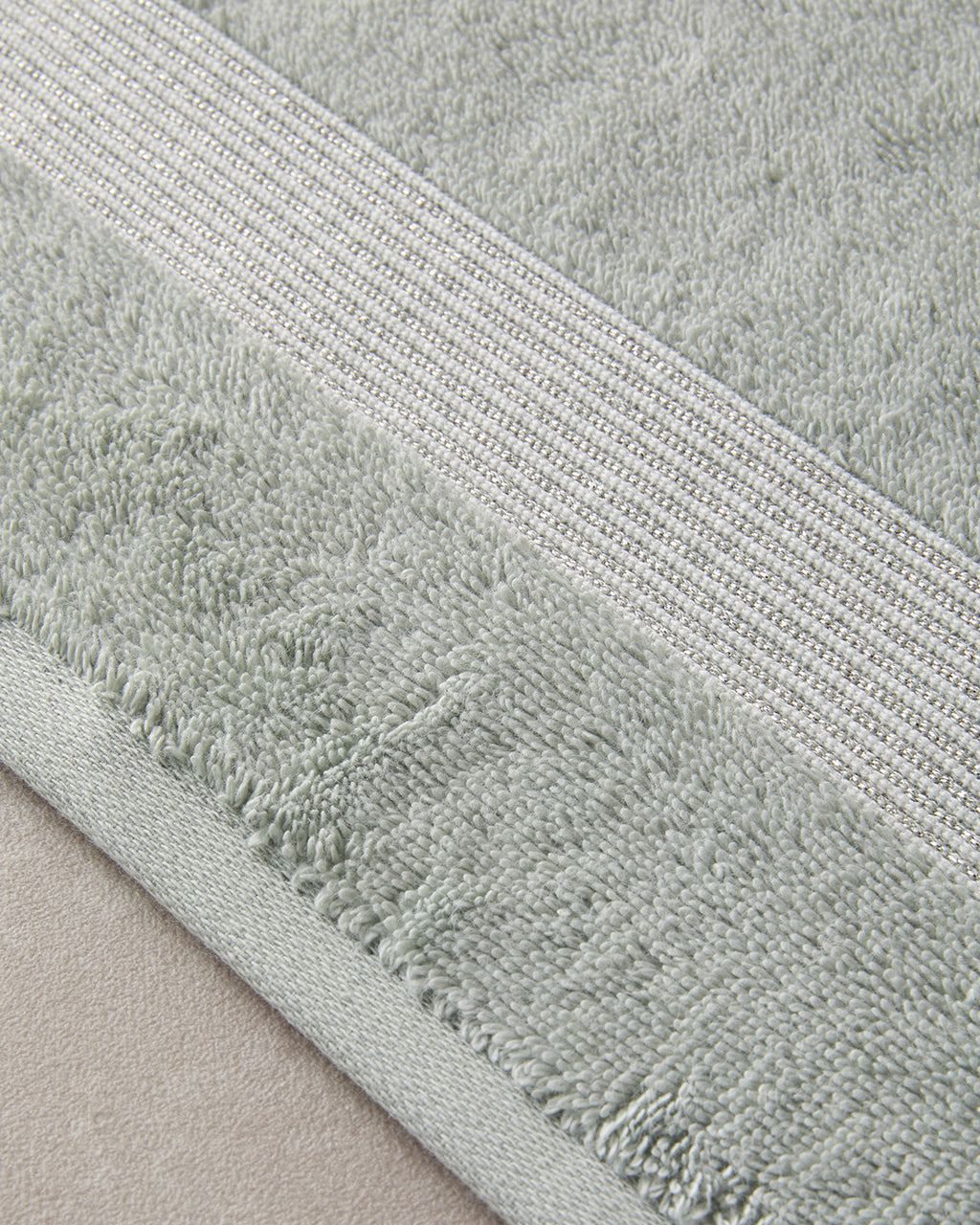 Shiny Stripe Cotton Glitter Face Towel Set 30x45+50x80 cm Sea Green (view 4)