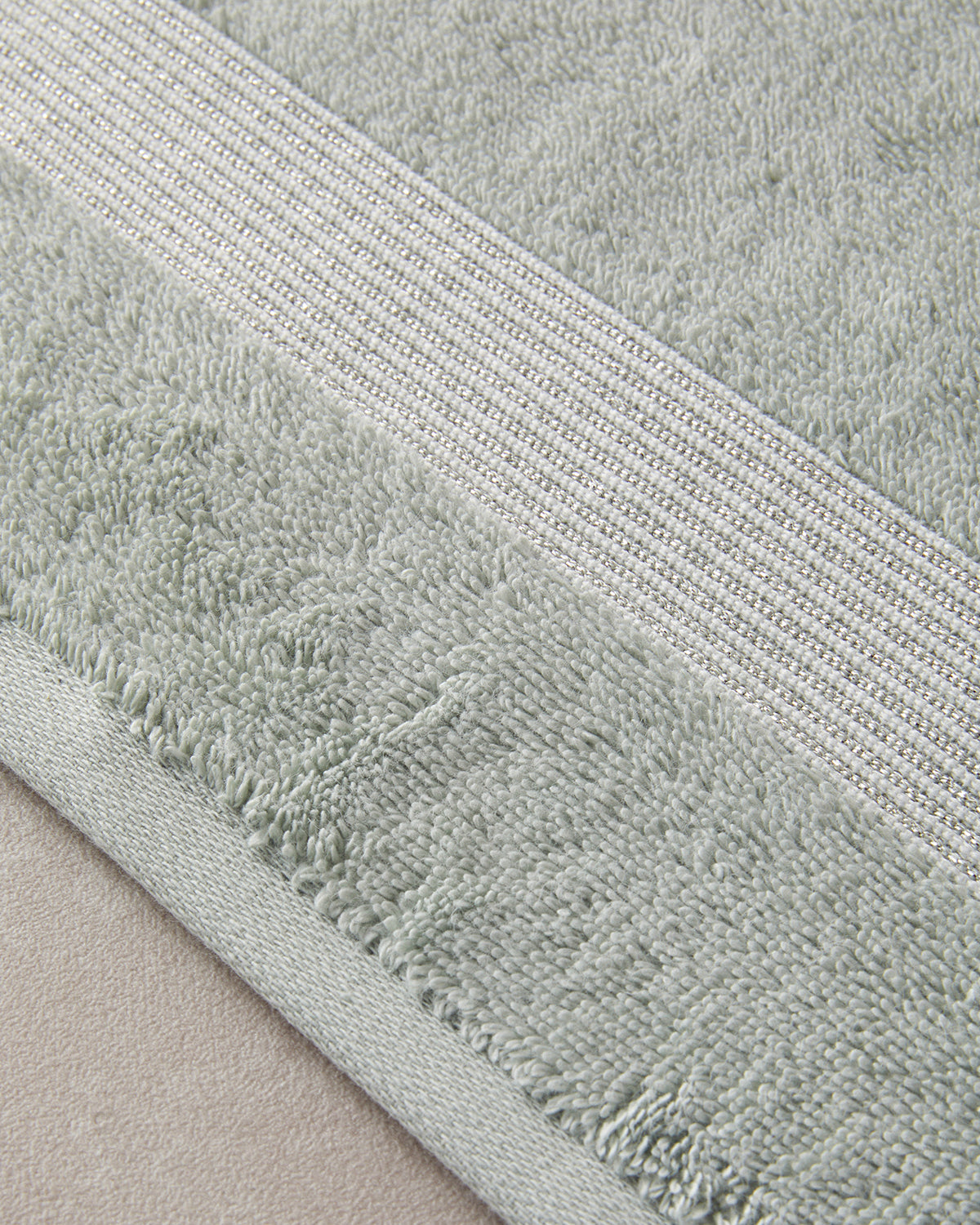 Shiny Stripe Cotton Glitter Face Towel Set 30x45+50x80 cm Sea Green (view 4)