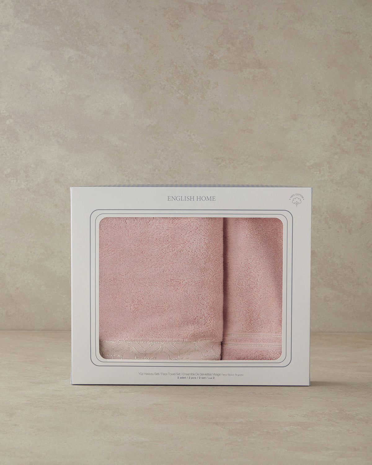 Rattan Cotton Glitter Face Towel Set 30x45+50x80 cm Pink (view 3)