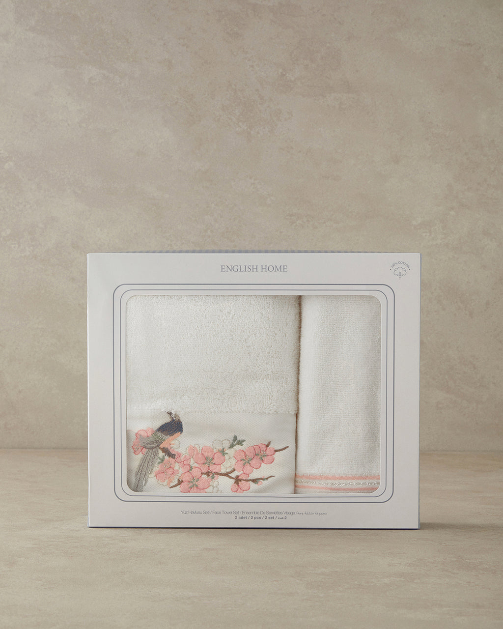 Polly Cotton Embroidered Face Towel Set 30x45+50x80 cm Ecru (view 3)