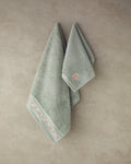 Flower Chain Cotton Embroidered Face Towel Set 30x45+50x80 cm Sea Green