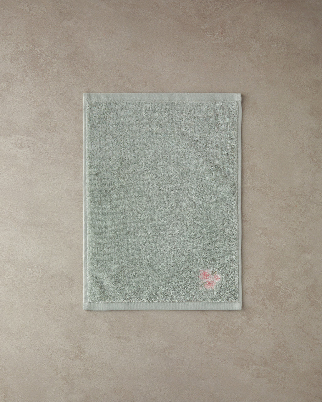 Flower Chain Cotton Embroidered Face Towel Set 30x45+50x80 cm Sea Green (view 2)