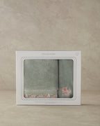 Flower Chain Cotton Embroidered Face Towel Set 30x45+50x80 cm Sea Green (view 3)