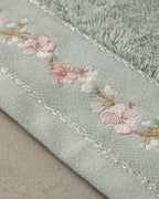 Flower Chain Cotton Embroidered Face Towel Set 30x45+50x80 cm Sea Green (view 4)