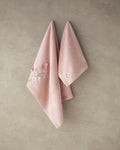 Mariposa Cotton Embroidered Face Towel Set 30x45+50x80 cm Pink
