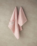 Mariposa Cotton Embroidered Face Towel Set 30x45+50x80 cm Pink