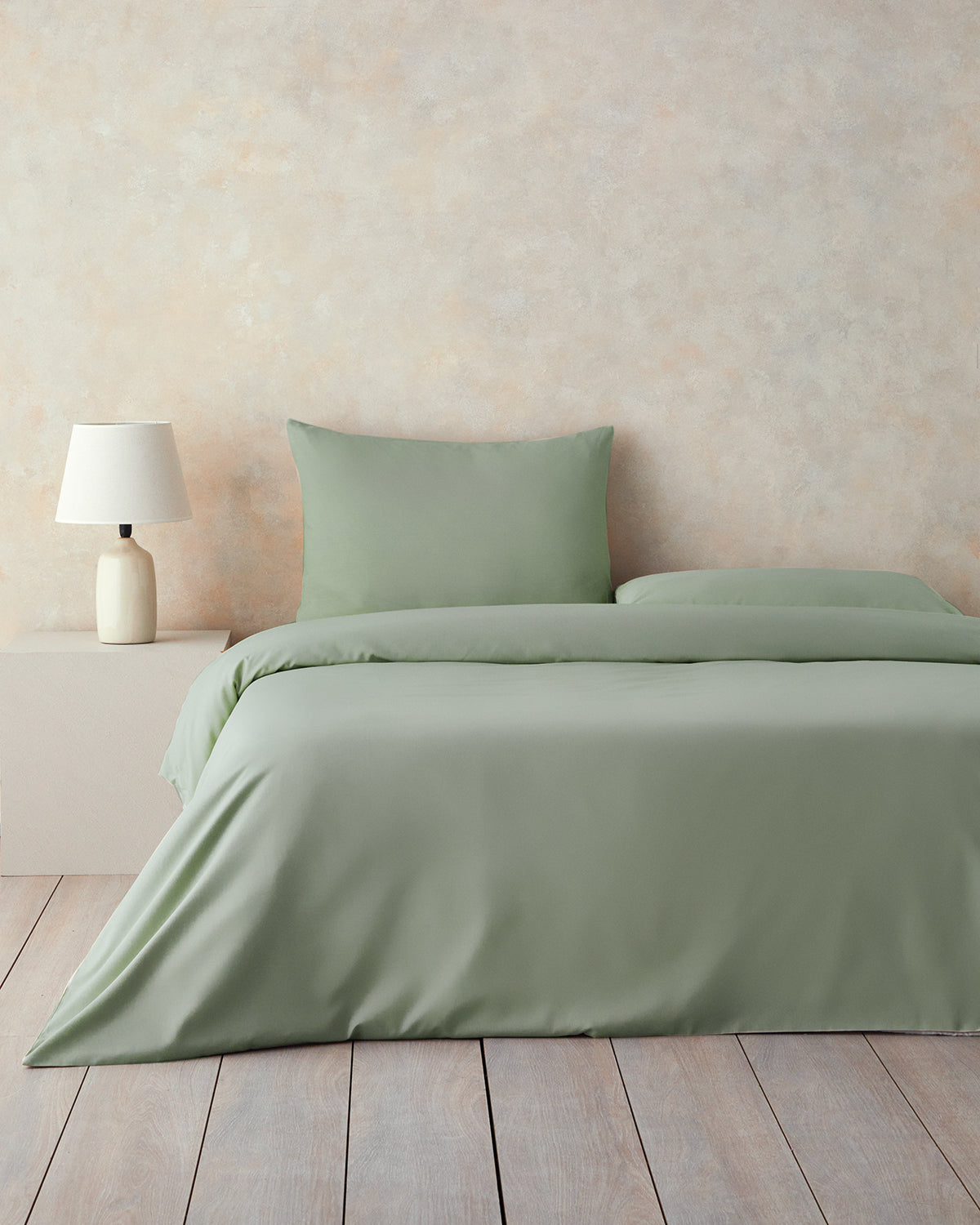 Pure Cotton Duvet Cover - Green Almond, Powder Pink & Blue - Green Almond - Single 160x220 cm