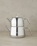 Daisy Bouquet Green Steel Tea Pot Silver - 1.20+2.20 L