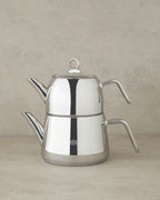 Daisy Bouquet Green Steel Tea Pot Silver - 1.20+2.20 L