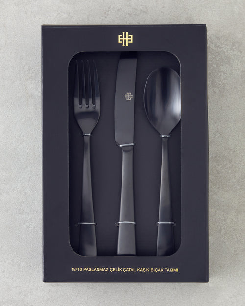 18/10 Stainless Steel Cutlery Set 18 Pieces, 6 Servings - Black