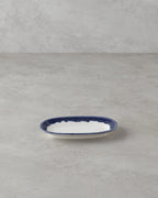 Porcelain Rectangular Plate - Navy Blue & Red - Navy Blue - 19 cm