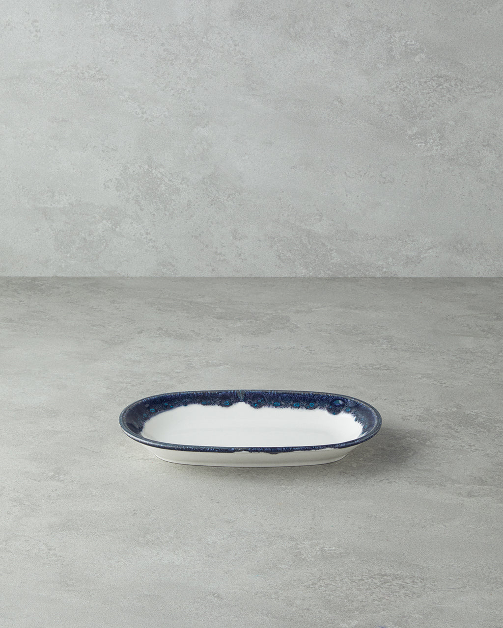 Porcelain Rectangular Plate - Navy Blue & Red (view 7)