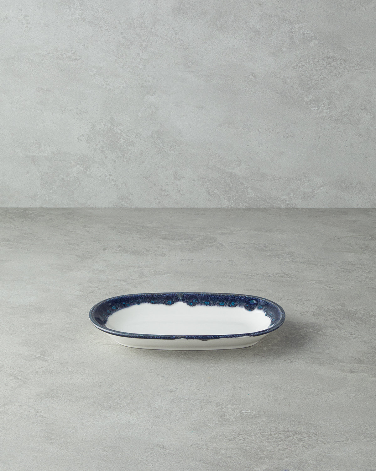 Porcelain Rectangular Plate - Navy Blue & Red (view 7)
