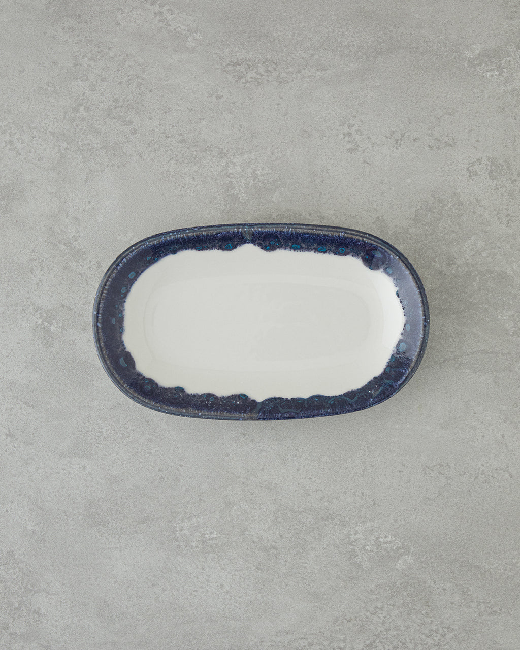 Porcelain Rectangular Plate - Navy Blue & Red (view 8)