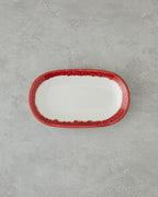 Porcelain Rectangular Plate - Navy Blue & Red (view 11)