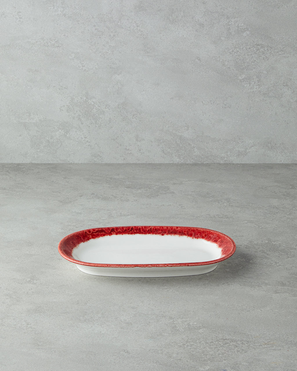 Porcelain Rectangular Plate - Navy Blue & Red (view 16)