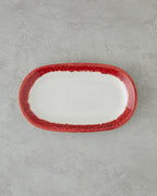 Porcelain Rectangular Plate - Navy Blue & Red (view 17)