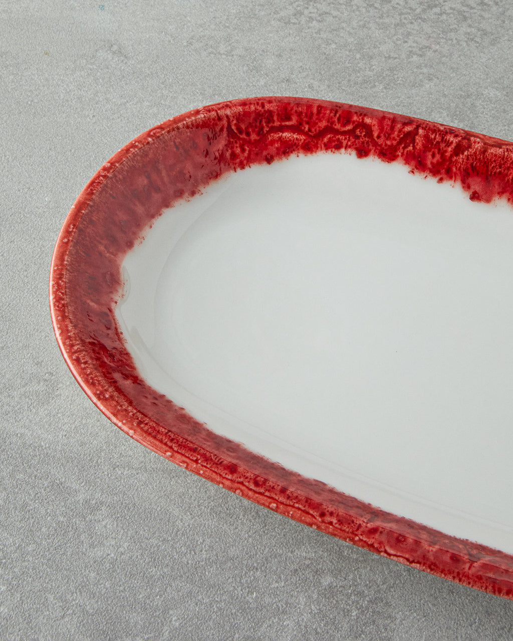 Porcelain Rectangular Plate - Navy Blue & Red (view 18)