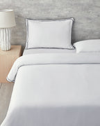Gleam Binding Cotton Satin Double Size Duvet Cover Set 200x220 cm White - Navy Blue
