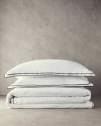 Gleam Binding Cotton Satin Double Size Duvet Cover Set 200x220 cm White - Navy Blue (view 5)