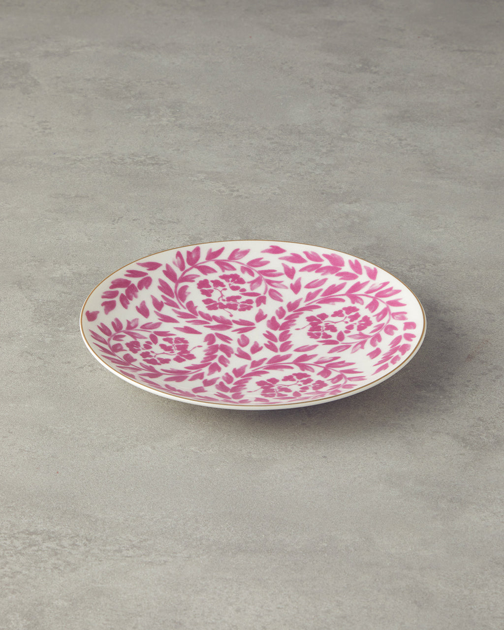 Carnival Floral Bone Porcelain Cake Plate 20 cm Fuchsia - White
