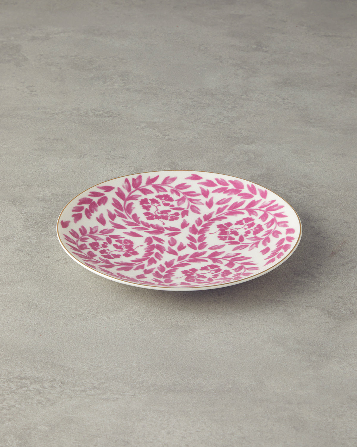 Carnival Floral Bone Porcelain Cake Plate 20 cm Fuchsia - White