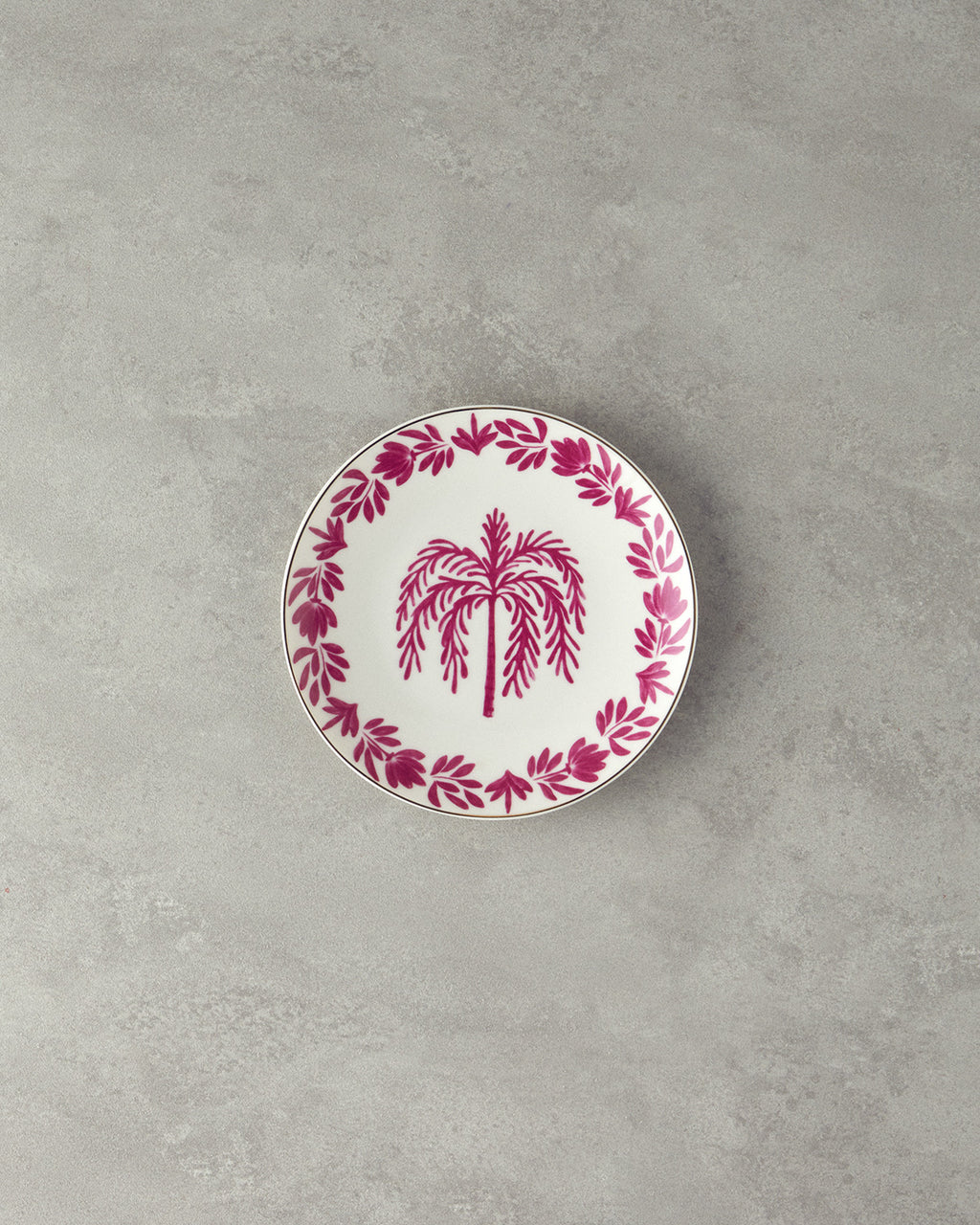 Carnival Tree Bone Porcelain Cake Plate 20 cm Fuchsia - White