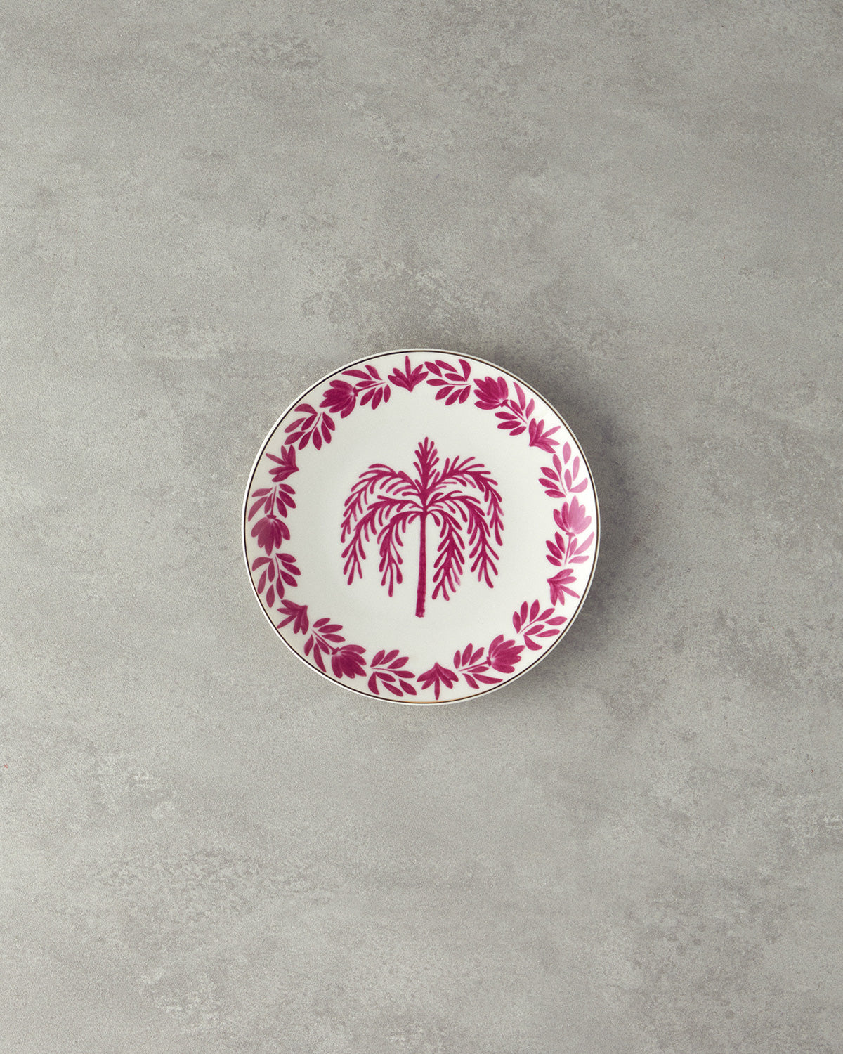 Carnival Tree Bone Porcelain Cake Plate 20 cm Fuchsia - White