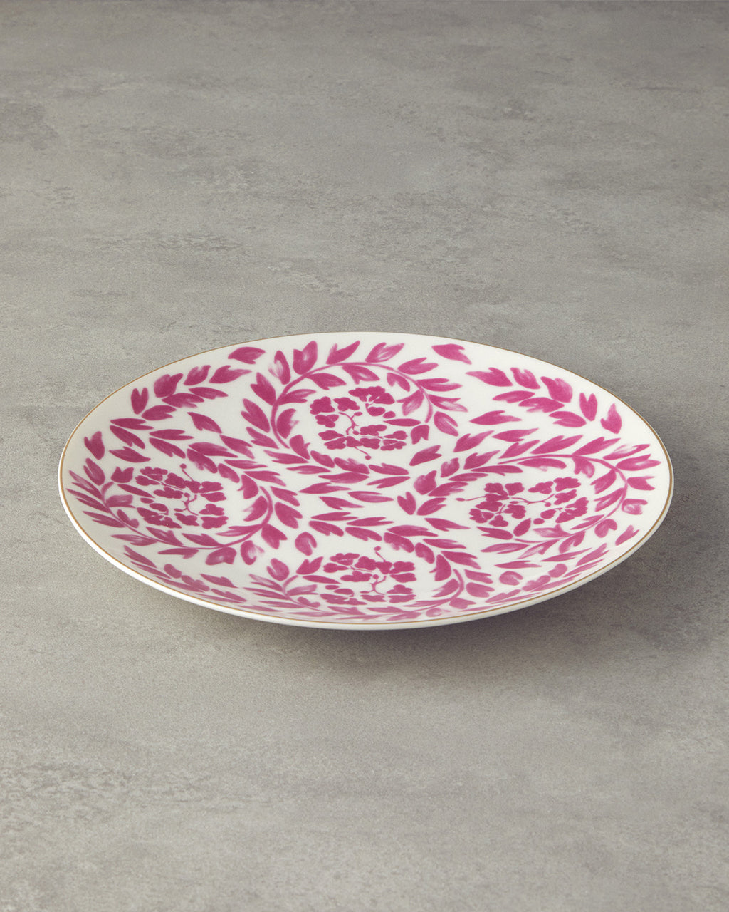 Bone Porcelain Serving Plate 25 cm Fuchsia - White