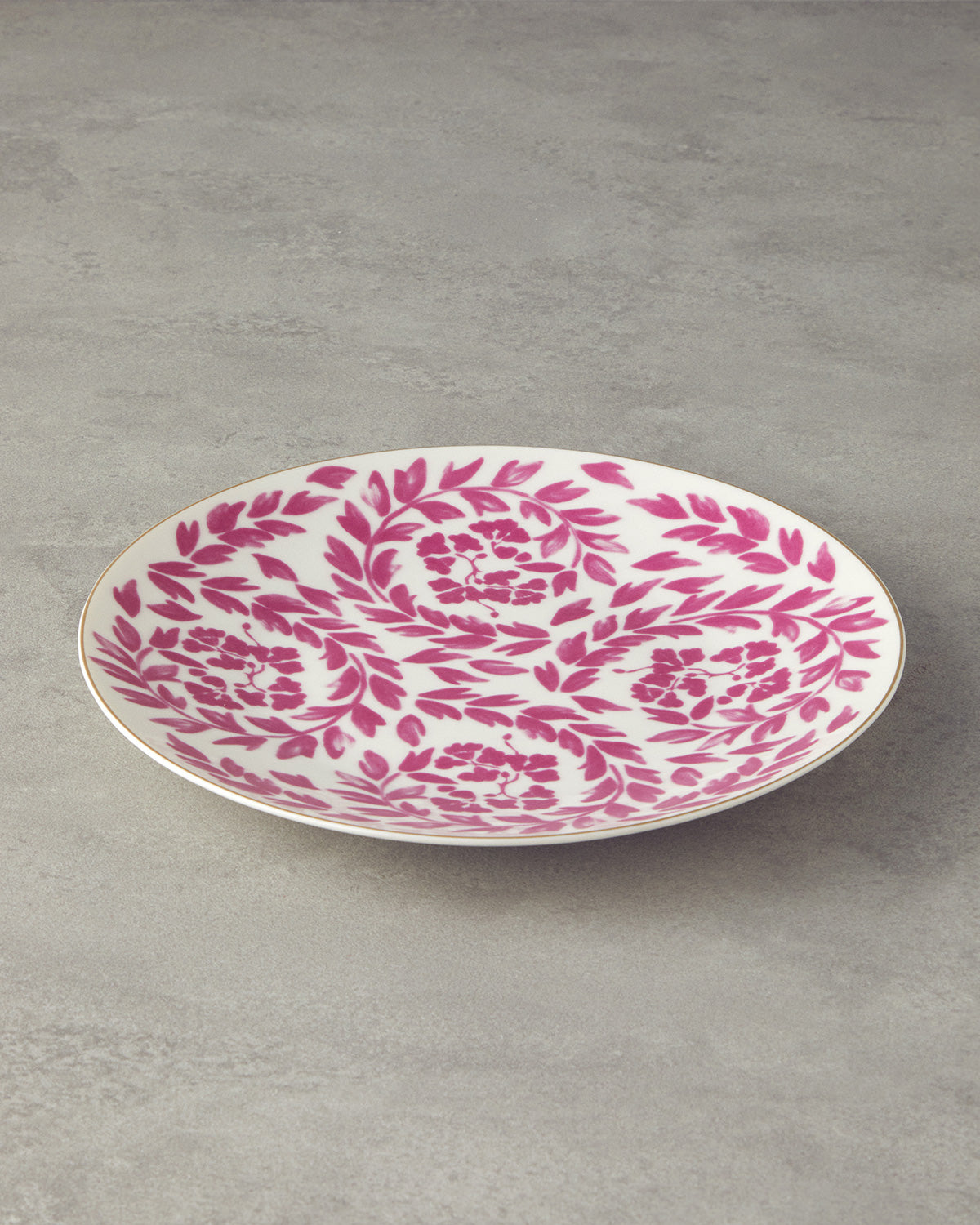 Bone Porcelain Serving Plate 25 cm Fuchsia - White