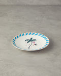 Carnival Palm Bone Porcelain Cake Plate 20 cm Blue - Green
