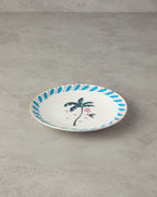 Carnival Palm Bone Porcelain Cake Plate 20 cm Blue - Green