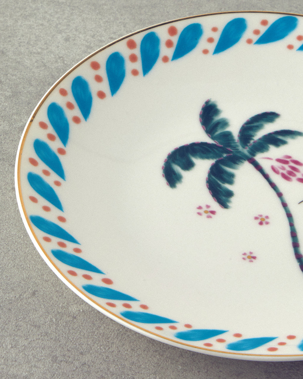 Carnival Palm Bone Porcelain Cake Plate 20 cm Blue - Green (view 2)