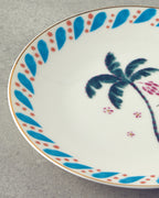 Carnival Palm Bone Porcelain Cake Plate 20 cm Blue - Green (view 2)