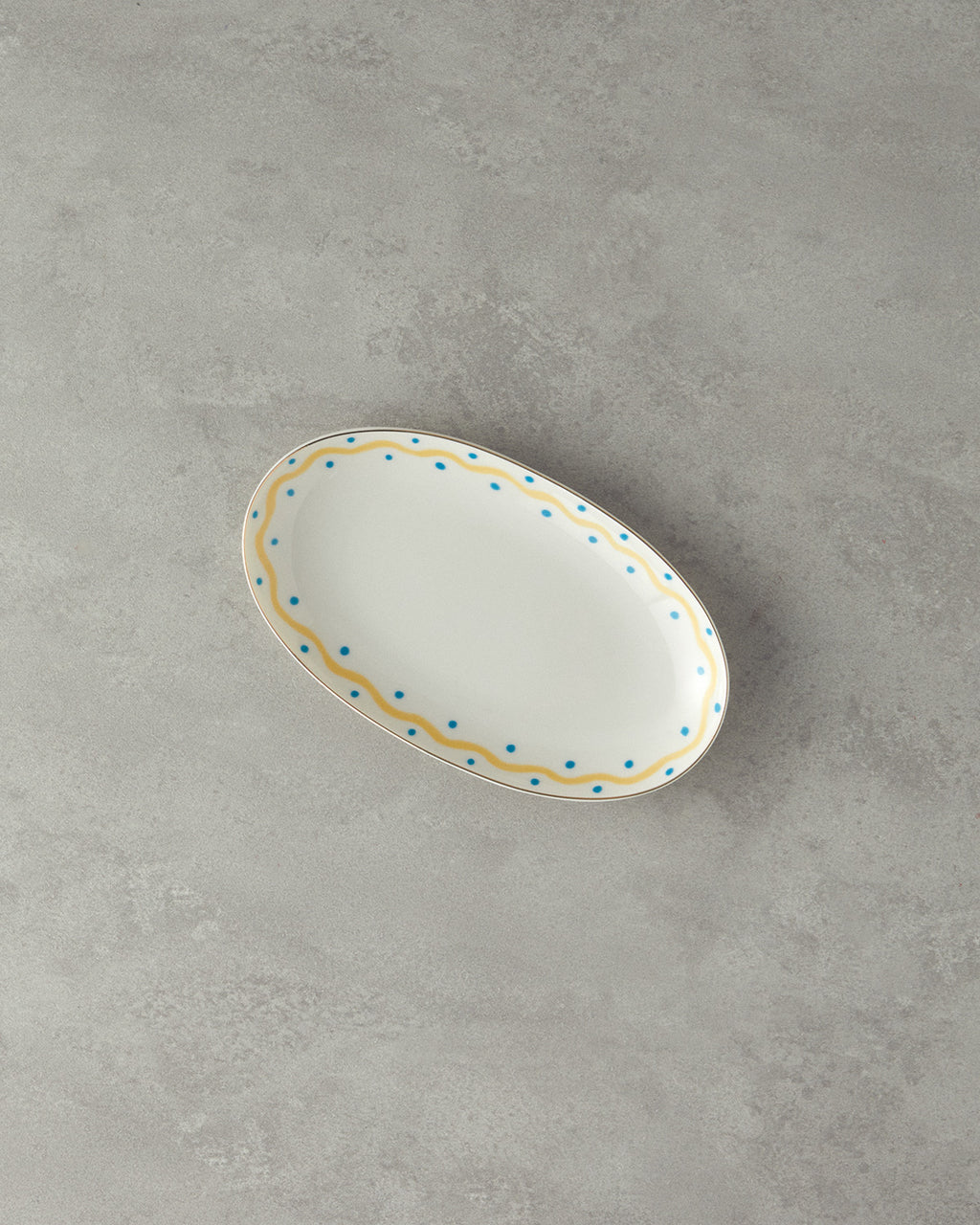 Bone Porcelain Rectangular Plate 25 cm Blue - Yellow