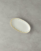 Bone Porcelain Rectangular Plate 25 cm Blue - Yellow