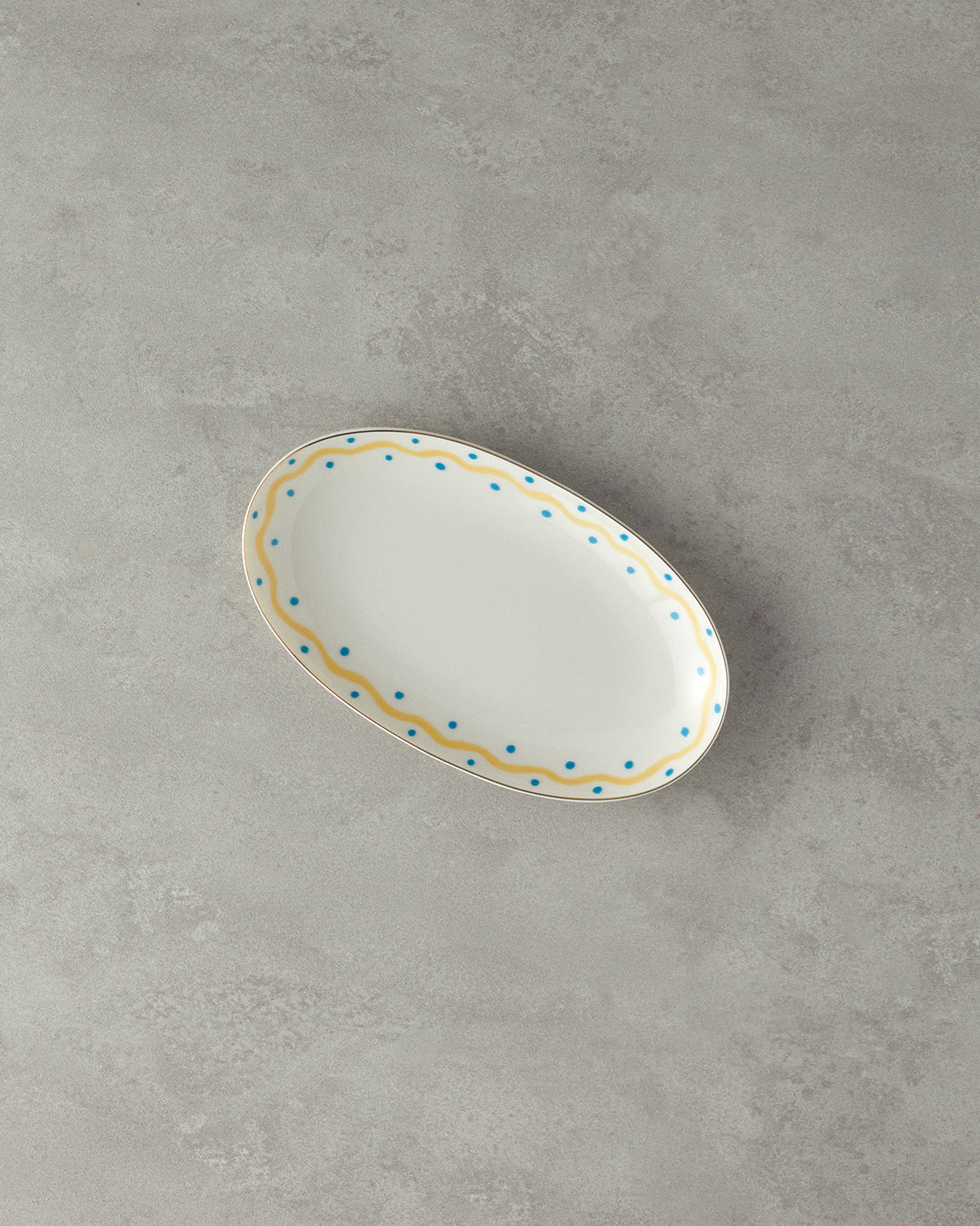 Bone Porcelain Rectangular Plate 25 cm Blue - Yellow