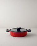 Prime Red Love Cast Aluminum Flat Pot 26 cm Red