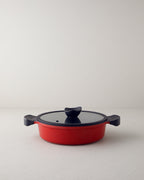 Prime Red Love Cast Aluminum Flat Pot 26 cm Red